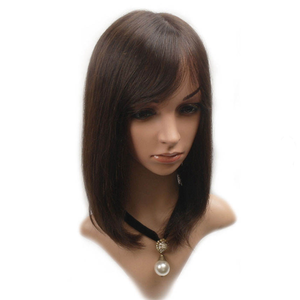 Perruque toupet en cheveux humains à clipser de 12 pouces, mi-longue, lisse, noir naturel, brun, WIGTS, premium, nouée à la main, livraison rapide, résistante à la chaleur - Product Image 1