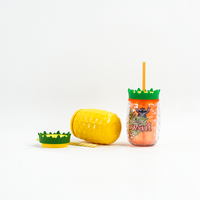 Gobelet en plastique réutilisable de 473 ml en forme d'ananas tropical avec couvercle et paille, personnalisable avec logo, pour fêtes estivales