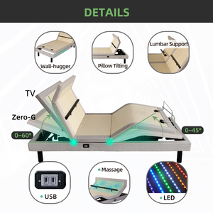 Modern Luxury Multifunctional <strong>Adjustable</strong> <strong>Split</strong> <strong>King</strong> <strong>Bed</strong> Frame Massage Soft <strong>Bed</strong> Storage Wall-Hugger Design for Home Furniture - Product Image 3