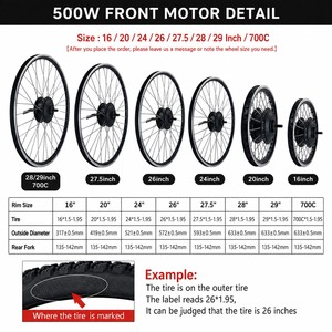 <span class=keywords><strong>Kit</strong></span> de conversion de <span class=keywords><strong>vélo</strong></span> électrique 500W 36V avec moteur de moyeu arrière, contrôleur, écran, levier de frein, capteur PAS, accélérateur à pouce, VTT - Product Image 5
