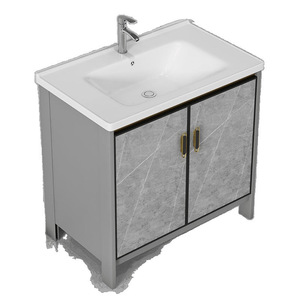 Meuble de salle de bain sur pied avec lavabo, meuble-lavabo de balcon, lavabo en céramique - Product Image 5