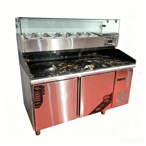Table de préparation de salades réfrigérée statique de 1500 mm avec protection en verre et armoire réfrigérée pour bar à salades commercial - Product Image 4
