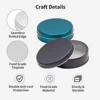 Boîte en fer blanc à couvercle plat rond 111 x 30 mm, finition mate, matériau écologique pour le rangement de badges, avec logo et couleur personnalisés