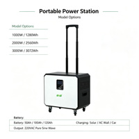Station solaire portable sur chariot 2000W/3000W 2560/3072Wh avec batterie LiFePO4, onduleur à onde sinusoïdale pure, contrôleur MPPT et panneau solaire