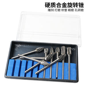 ชุดเครื่องมือแกะสลักไม้ไฟฟ้า 10 ชิ้น พร้อมหัวเจียรคาร์ไบด์แบบสองลาย หัวเจียรทังสเตนคาร์ไบด์ ปลายคาร์ไบด์ - Product Image 4