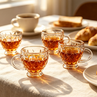 Qixiang Six Sets Golden Cup Beads Point Money Tea Mugs Design Moderne Verre Sodium Calcium Réutilisable pour Infuser le Thé et Décoration Intérieure