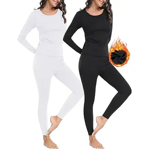 Winter Fleece Lined Long Underwear Women Ladies Thermo Inner Wear Thermal Underwear Set