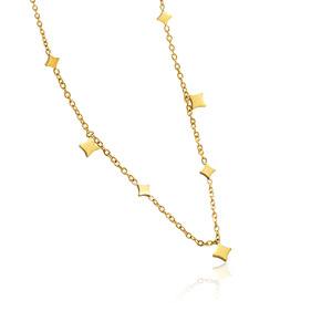 Ensemble de collier et de bracelet de cheville tendance en acier inoxydable plaqué or 18 carats PVD, design floral pour femmes |   Bijoux imperméables hypoallergéniques Aceworks - Product Image 5