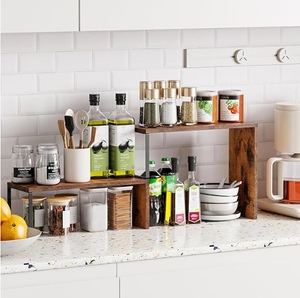 Organizador de Encimera de Cocina de Madera - Estantes Esquineros Apilables para Especias, Despensa y Almacenamiento de Cafetería - Product Image 2