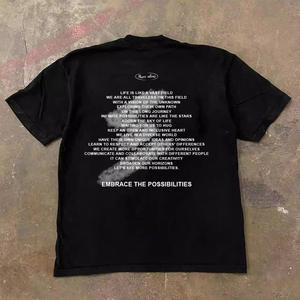 เสื้อยืดโอเวอร์ไซส์ลายกราฟิกวินเทจผ้าฝ้าย 220 กรัม พิมพ์ลายคำคม Unisex Embrace <span class=keywords><strong>the</strong></span> Possibilities สำหรับผู้ชายและผู้หญิง สไตล์สตรีทแวร์ลำลอง - Product Image 1