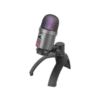 Mikrofon Stereo RGB Portabel, Mikrofon Kondensor Profesional Komputer dan Ponsel Pintar Mike Studio Kondensator USB untuk Komputer dan Ponsel Pintar