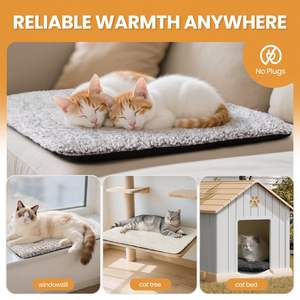 Zelfverwarmende verwarmingsmat voor huisdieren, geen elektriciteit nodig, warmte reflecterende Sherpa fleece honden- en kattenbedmat - Product Image 4