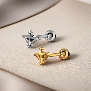 Pendientes Románticos de Acero Quirúrgico 316L con Diseño de Arco y <span class=keywords><strong>Flecha</strong></span>, Baño de Oro PVD, Joyería para Piercing de <span class=keywords><strong>Tragus</strong></span> y Hélix - Product Image 1