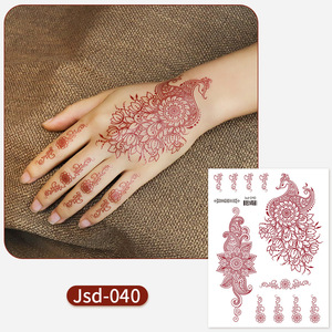 Autocollant de tatouage au henné brun rougeâtre, 28 motifs, 120x158mm - Product Image 4