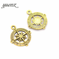 YuenZ – pendentifs métalliques en forme de boussole, plaqués argent Antique, pour la fabrication de bijoux, bricolage artisanal, 26x22mm, H10
