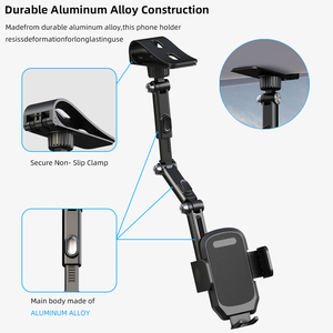 Supporto Universale per Telefono Cellulare, Rotazione a 360 Gradi, Montaggio su Parasole Auto o Specchietto Retrovisore, Regolabile - Product Image 3