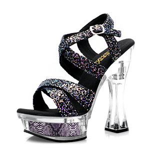 Sandal Hak Tinggi Hitam Ratusan Model untuk Wanita, Gaya Seksi Fetish Eksotis Gothic, Ratu Klub Malam, Ukuran Besar, Pesta, Model Jalan, Peragaan Busana - Product Image 1