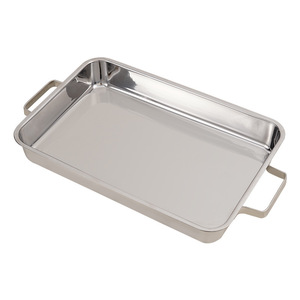 Assiette rectangulaire dorée pour poisson grillé, double anse, en acier inoxydable 304 durable, électroplaqué, écologique, marque SAIL TOOL - Product Image 1