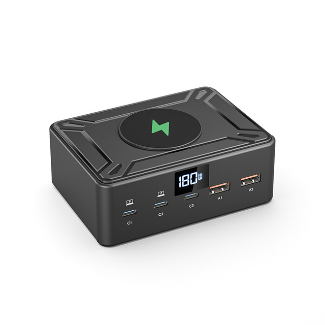 GaN 190W 3C2A Multi-Port Charger PD 100W LED Display US EU UK Standard Super Fast Charge Adapter 15W Ultra-Fast Wireless Charger