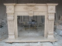 Cheminée autoportante en pierre naturelle sculptée à la main, design moderne, fabriquée sur mesure, pour décoration intérieure de villa, prix personnalisé