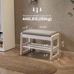 2-Tier <strong>Small</strong> Solid Wood <strong>Shoe</strong> Rack Bench Flip-Top Entryway <strong>Hallway</strong> <strong>Storage</strong> White - Product Image 5