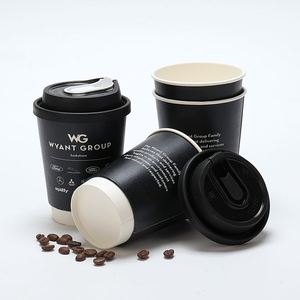 Gobelets à café en papier personnalisés jetables, gobelets à café en papier à double paroi avec couvercle en plastique - Product Image 4