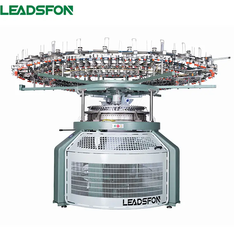 Leadsfon-máquina de tejer Circular de alta velocidad, de ancho abierto, de lana de tres hilos, máquina de Jersey individual