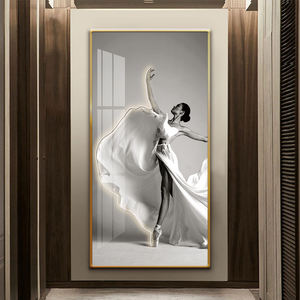 Peinture en porcelaine cristal avec lampe LED La belle ballerine dansait Décoration murale pour studio de danse Applique murale - Product Image 6