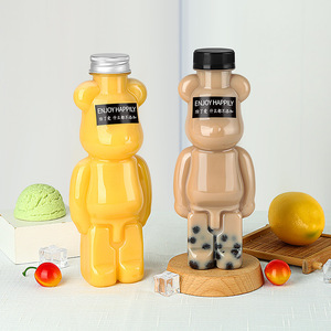 Botella de té de leche <span class=keywords><strong>con</strong></span> forma de oso, Red engrosada de 500ML, <span class=keywords><strong>con</strong></span> dibujos animados, vaso de leche, té y leche, <span class=keywords><strong>con</strong></span> tapa - Product Image 2