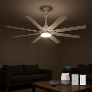 66-Inch Indoor LED <b>Ceiling</b> Fan With Dimmable <b>Light</b> 6 Speed Reversible DC Motor Low Profile Smart <b>Remote</b> <b>Control</b> - Product Image 2