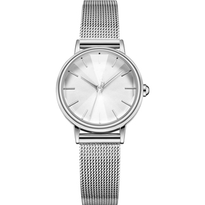 นาฬิกาควอตซ์สำหรับผู้หญิงคุณภาพสูงสีโรสโกลด์ทันสมัยสายเป็นตาข่ายสแตนเลสสตีลดีไซน์เรียบง่าย12มม. - Product Image 4