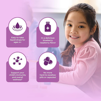 Complément alimentaire liquide à base d'extrait de sureau, sans sucre, végétalien, certifié GMP, en gros, marque privée OEM, pour soutenir l'immunité des enfants