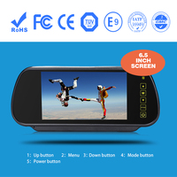 Monitor de espejo retrovisor de coche con pantalla mimética de 6,5 pulgadas Monitor de botón táctil de 12V 24V para vehículo