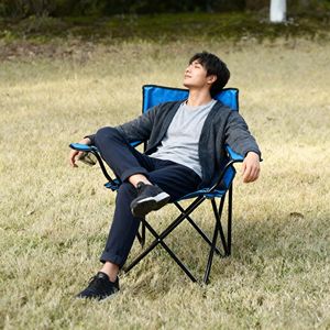 كرسي صيد قابل للطي ومحمول مع مسند للذراعين والظهر، كرسي تخييم دائري من قماش أكسفورد للاستخدام الخارجي في الحدائق والمتنزهات - Product Image 3