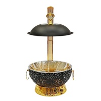 Plat de service rond noir en acier inoxydable 8,0 L pour buffet de mariage et banquets d'hôtel, chauffage à la vapeur, avec grilles réglables, maintien au chaud jusqu'à 6 heures