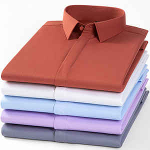 Camicia Formale Professionale a Maniche Lunghe con Bottoni Nascosti, Elastica, Antirughe, Senza Stiratura, in Fibra di Bambù per Uomo - Product Image 1