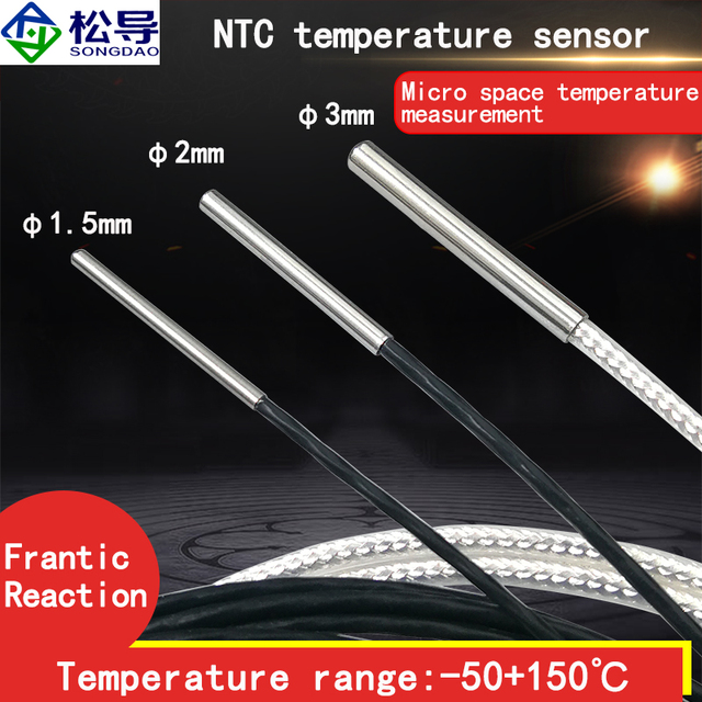 Ultra Fine Probe NTC Thermistor Waterproof Temperature Sensor with a Diameter of 1.5/2mm