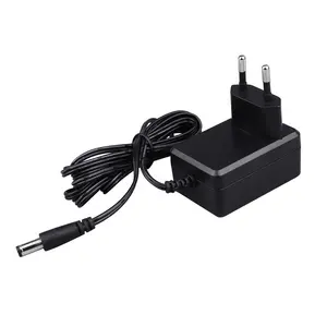 Bateria de luz de cctv personalizada de fábrica, 6v, 9v, 22v, 24v, dc 6a, 8 amp, 450ma, tomada da ue, carregador de energia ac e adaptador com ângulo reto, dc, pl