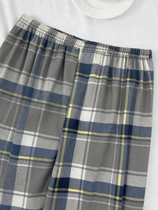 Ensembles de pyjamas décontractés pour femmes en gros, imprimé à carreaux, tissu tricoté doux pour le printemps, l'été et l'automne - Product Image 4