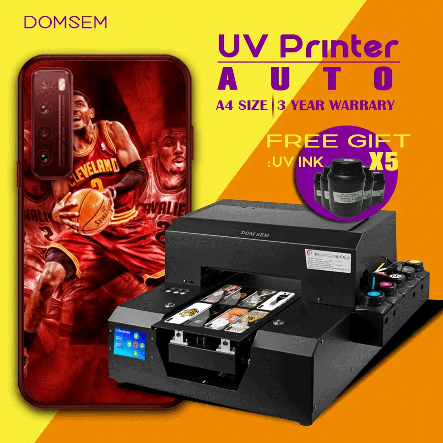 2019 Neuheiten UV-Drucker Automatische Flach bett drucker Computer & Office Office Electronics A4 Größe Druckmaschine Kostenlose Tinte