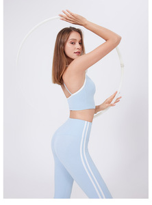 Wholesale Women T Strap Halter <b>Back</b> Yoga Crop Tanks Stretch Padded Athletic Sports <b>Bra</b> Medium Support Fitness Pilates Activewear - Product Image 4