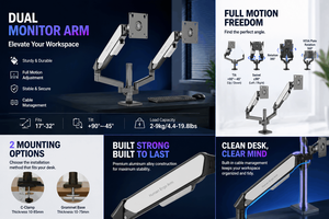 <span class=keywords><strong>Support</strong></span> double moniteur Zeno à ressort à gaz, élégant, pour écrans de 17 à 32 pouces, <span class=keywords><strong>support</strong></span> de bureau robuste, <span class=keywords><strong>support</strong></span> double moniteur, charge 2-9 kg - Product Image 3