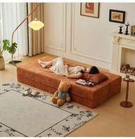 Sofá Cama Modular Moderno, Extensible y Convertible, Relleno de Esponja, con Funda de Lino Ecológico, para Apartamentos y Hoteles