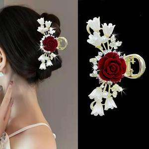 Alta calidad Metal Rose Hair Claw Crab Ladies Outdoor Casual Photo Shoot All Match Headwear Adornos con estilo dulce - Product Image 1