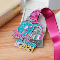 Médailles sportives personnalisées en émail souple 3D imprimées UV, plaquées or, médailles de course virtuelles, médailles de marathon, médailles de trail running, trophées en métal et acrylique