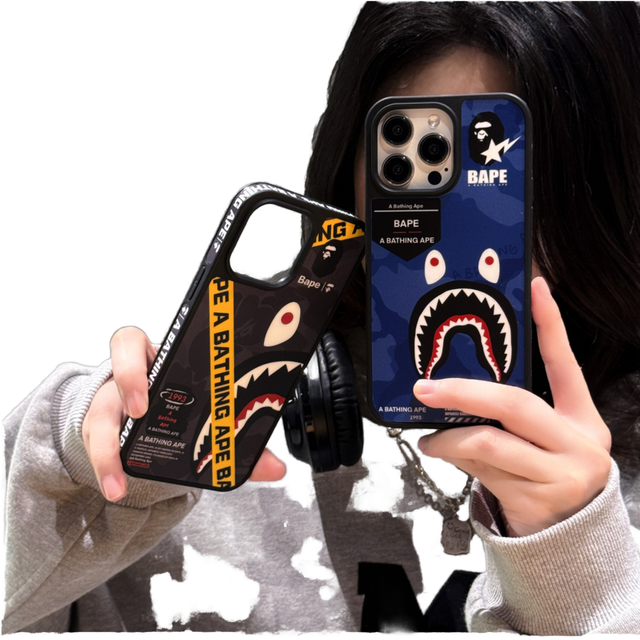 Trendy Brand Cartoon Shark Mouth IMD Four-sided Full-cover TPU Shockproof Frosted Phone Case for 16
