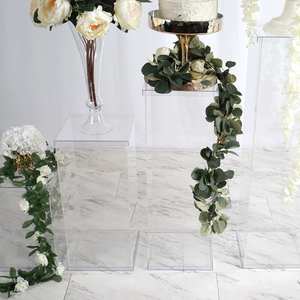 Acrylic Flower Square Stand Wedding Transparent Acrylic Decorative Plinths <b>Clear</b> Cake Display Stand for Party - Product Image 6