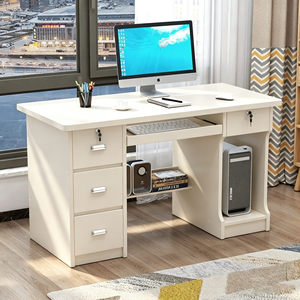 Bureau d'<span class=keywords><strong>ordinateur</strong></span> moderne avec tiroirs <span class=keywords><strong>et</strong></span> rangements, table d'étude blanche <span class=keywords><strong>pour</strong></span> la maison, bureau PC avec plateau <span class=keywords><strong>pour</strong></span> clavier <span class=keywords><strong>et</strong></span> support <span class=keywords><strong>pour</strong></span> unité centrale - Product Image 2