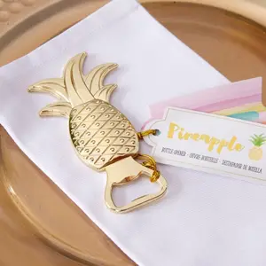 Hawaiian Themed Wedding Favors of Golden Pineapple Bottle Opener Favors for Wedding and Bridal Shower Favors