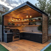 Cuisine extérieure modulaire de luxe avec grill et évier en acier inoxydable 304, résistante aux intempéries, pour jardin ou villa
